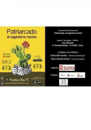 Cartel:  PATRIARCADO. EL ORGANISMO NOCIVO (Recoger invitación, en taquilla)